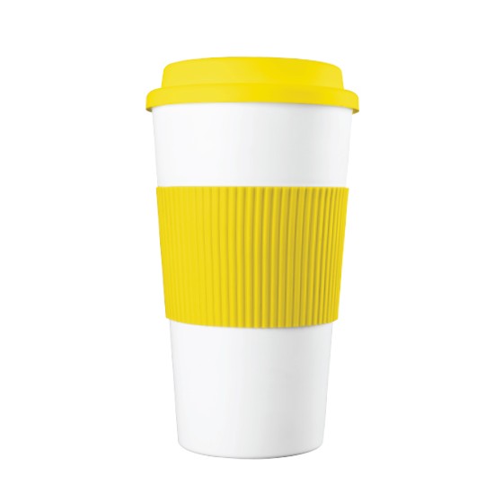 Yellow And WhiteThermo R Sleeve 600 ml BPA Free